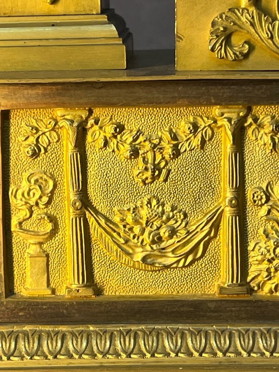 Image 1 of Empire Period Clock Gilt Bronze Art and Science Attributes