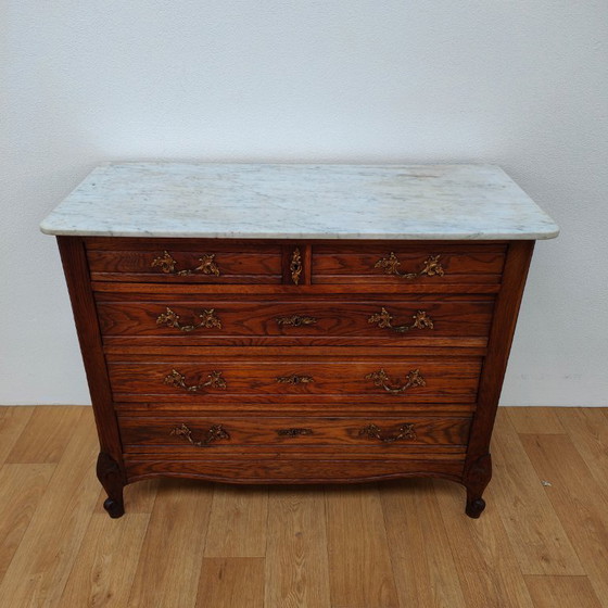 Image 1 of Vintage Antique sideboard, dresser, chest of drawers, bathroom vanity with marble top