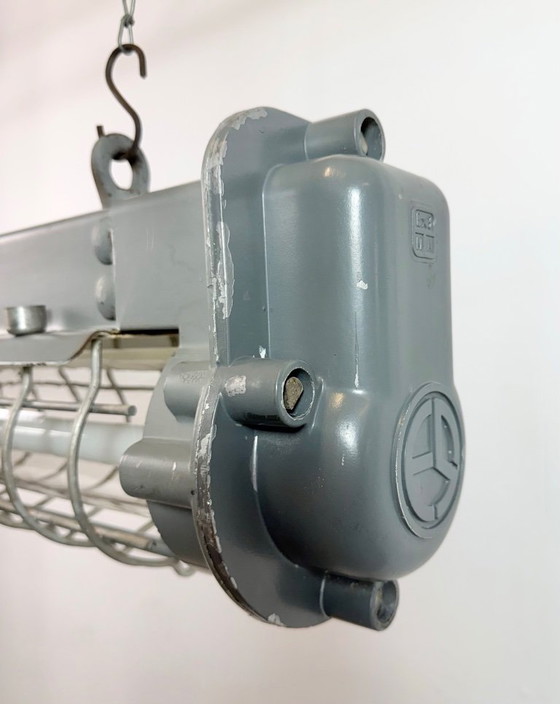 Image 1 of Grijze industriële hanglamp met buisconstructie van Elektrosvit, jaren 70.