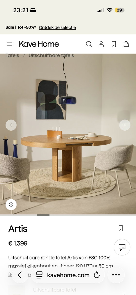 Tavolo da pranzo rotondo allungabile in rovere "Artis" di Kave Home — 120–170 x 80 cm – Tavoli da pranzo (photo 13 of 15)