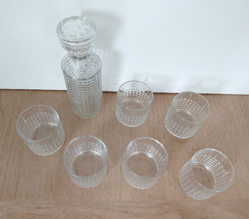 Juego de whisky Verlipack vintage de los años 70, decantador de 0,5 L + 6 vasos. – glazen karaffen, Glass (photo 2 of 14)