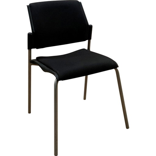 Eurosit vintage Besucherstuhl aus gebeiztem Metall und Stoff