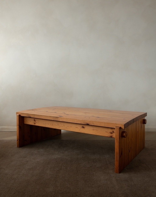 Vintage Dymling Pine Coffee Table by Yngve Ekström for Swedese, Swedish Brutalist, 1970s