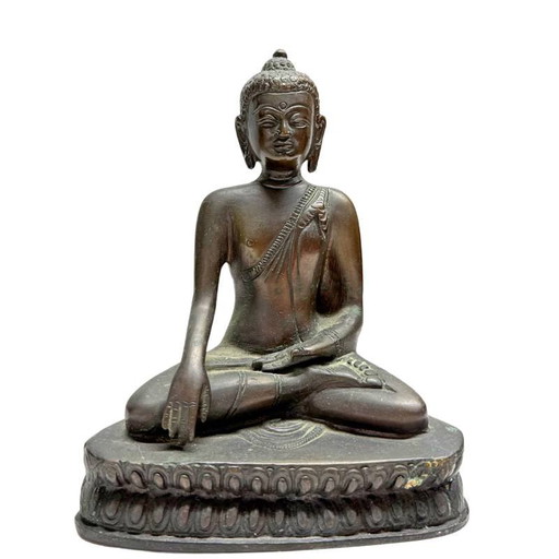 Nepalese Bronze Shakyamuni Buddha Statue with Bhumisparsha Mudra