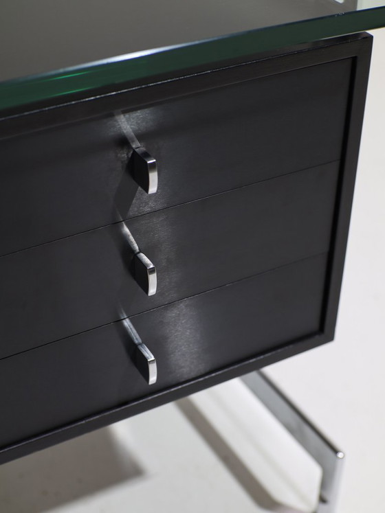 Image 1 of Preben Fabricius and Jørgen Kastholm desk black chrome glass 1960s