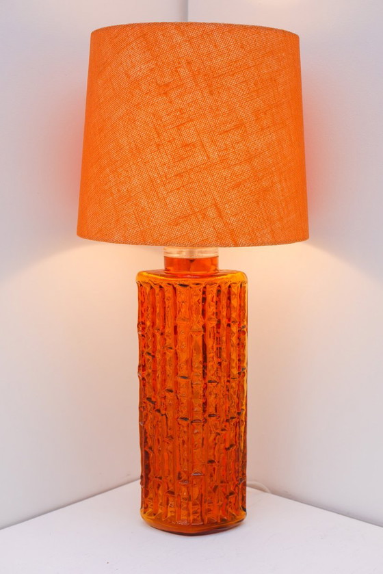 Grand Orange Glass Table Lamp by Gustav Leek for Orrefors, Sweden (photo 15 of 19)