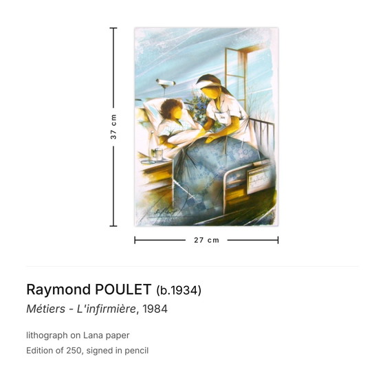 Image 1 of Raymond POULET Beroepen - De verpleegkundige Gesigneerde lithografie 1984
