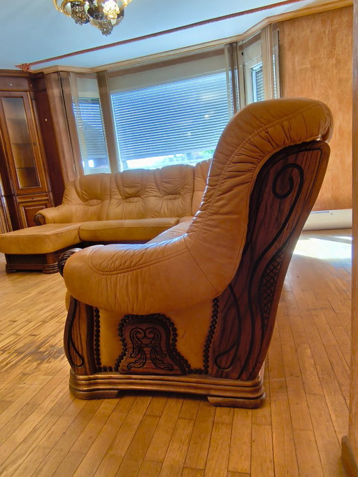 Divano in stile Art Nouveau di origine olandese – hoekbanken, Leather, Metal