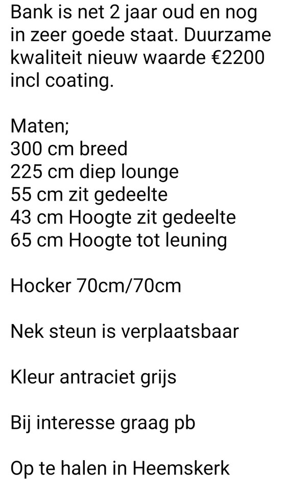 Image 1 of Mooie zgan 2 jaar oud antraciet grijze loungebank met Hocker 