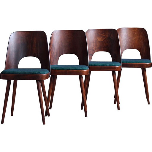 Set of 4 vintage dining chairs in Kvadrat fabric by Oswald Haerdtl, 1950s