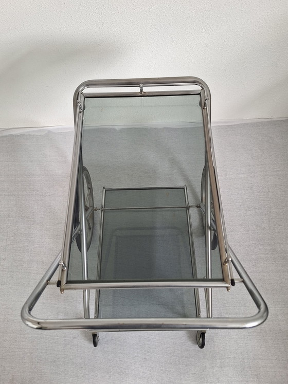 Carrello per bevande/carrello di servizio in stile Art Déco, anni '60 – Oggetti decorativi, Chrome, Glass (photo 5 of 9)