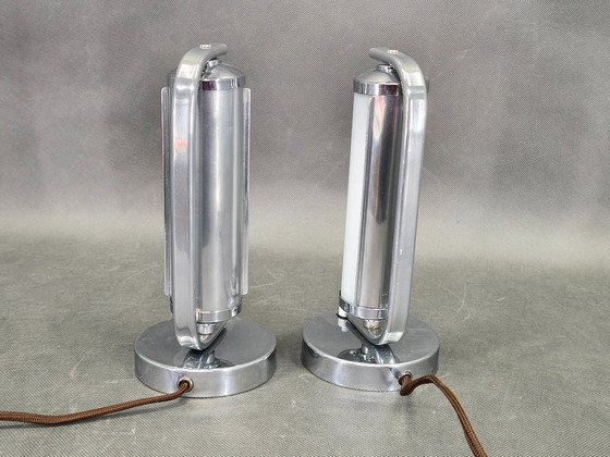 Image 1 of Pair of Art Deco Bedside Lamps, Czechoslovakia, 1930s