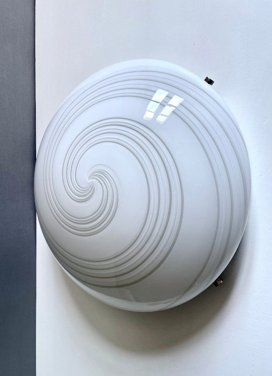 Image 1 of Murano art glass Swirled three-light large wall/ceiling lamp. Italy, 1980s.