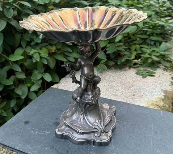 Tazza centrotavola argentata Art Nouveau, Oggetti decorativi, Metallo, Argentato (foto 2 di 10)
