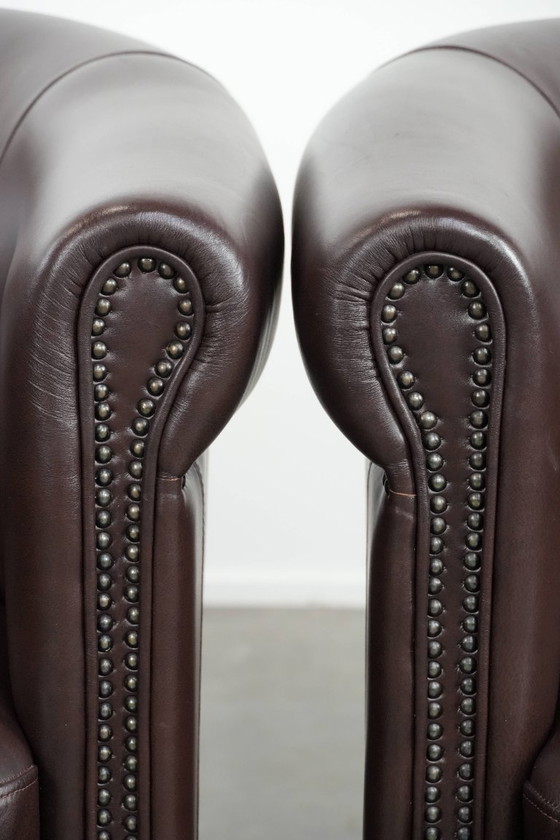 Image 1 of 2 poltrone da club in pelle di mucca in stile inglese in ottime condizioni