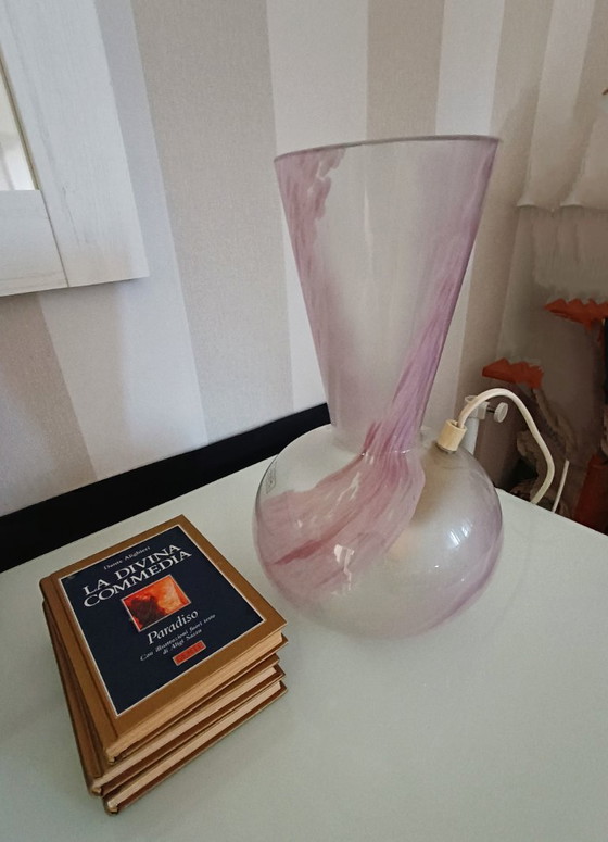Image 1 of MURANO Vintage Pink Swirl Glass Table Lamp - Mid-Century - Made in Italy - Perfect