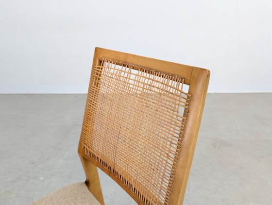 Image 1 of Set di 4 sedie in stile metà secolo, con intreccio in rattan di betulla e design vintage.