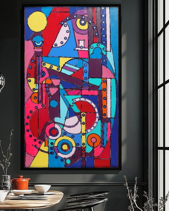 Image 1 of  Cubism A1353 - abstract painting on XXL canvas