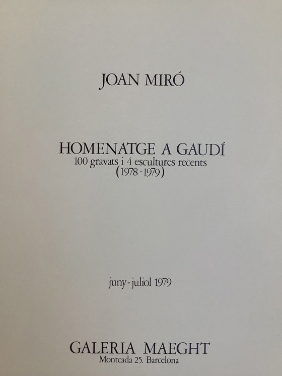 Joan Miro Homenatge a Gaudí catalogo della mostra, Litografie e stampe, Carta, Rosso, Modern (foto 5 di 5)