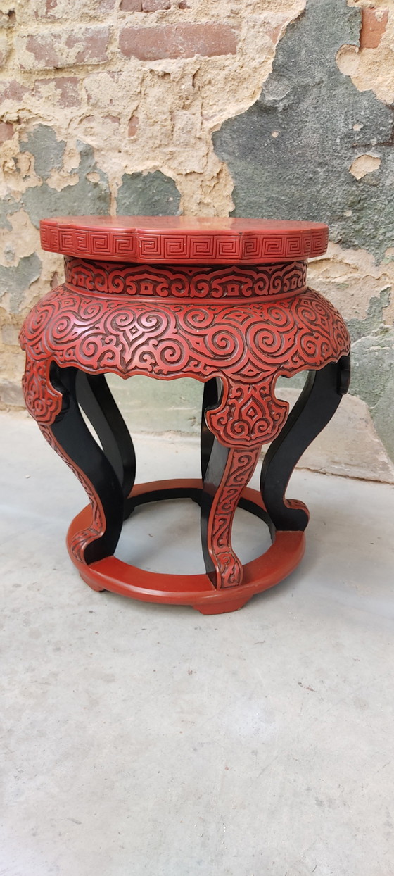 Image 1 of Chinese red cinnabar stool