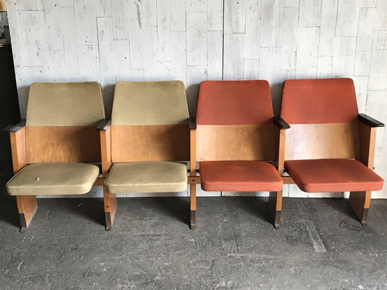 Mid-Century Hungarian 4-Seater Cinema Bench from Szék és Faárúgyár, 1950s, Benches, Beige, Mid Century Modern (photo 6 of 8)
