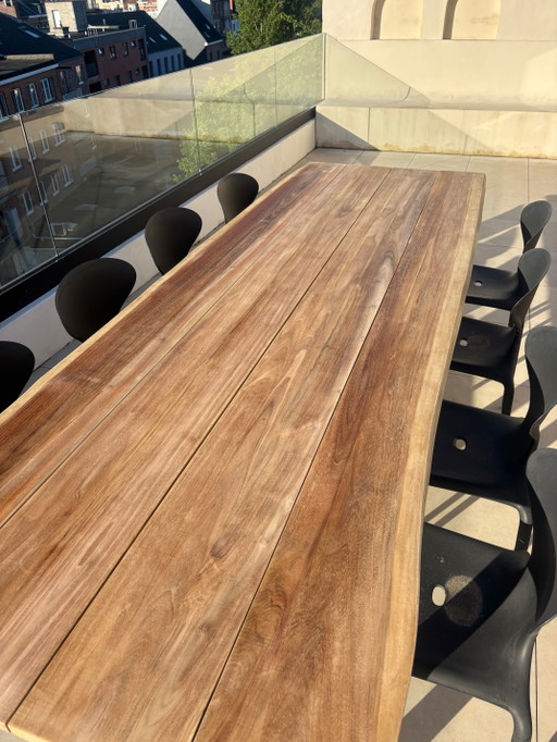 Mesa de jardín de exterior de teca maciza de 300 cm. – tuintafels (photo 2 of 6)