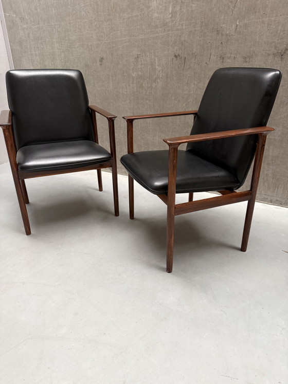 2x Vintage Fristho Impala Fauteuil - Cor Bontenbal - Jaren 60 – Skai, Wood (photo 3 of 13)