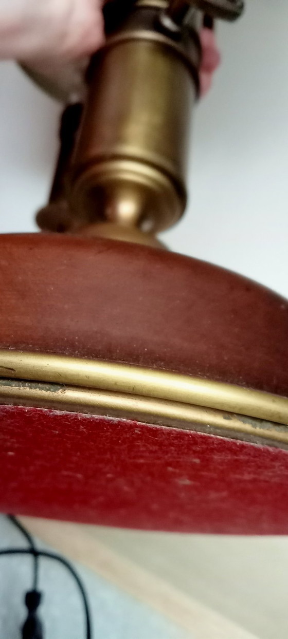 Image 1 of Empire Boulotte bankier notaris lamp retro antiek koper hout