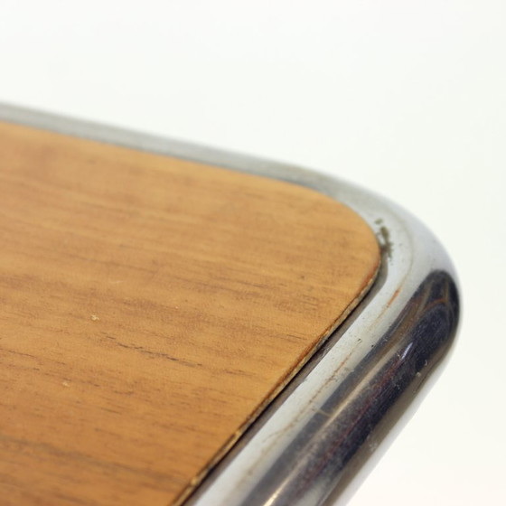 Image 1 of Ensemble de 2 tables de chevet en chrome et noyer, Vichr & Spol, Tchécoslovaquie, années 1950