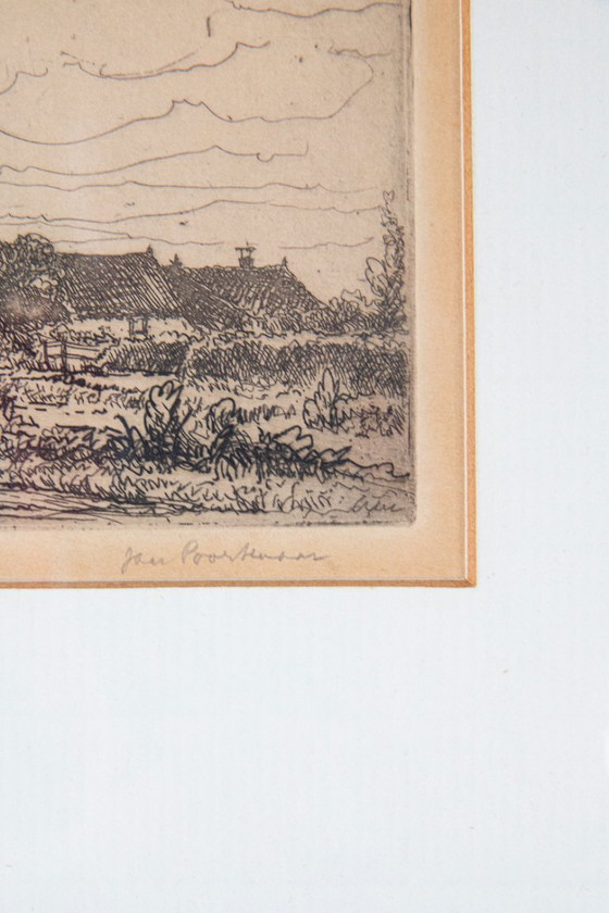 Image 1 of Jan Poortenaar – Dutch windmill landscape – etching – signed