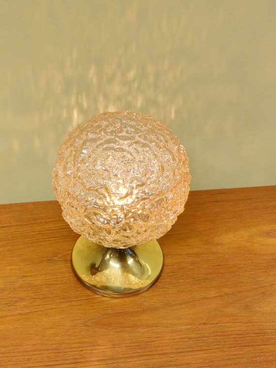 Image 1 of Vintage Tafellamp Bollampje Bedlampje Lamp Messing Glas