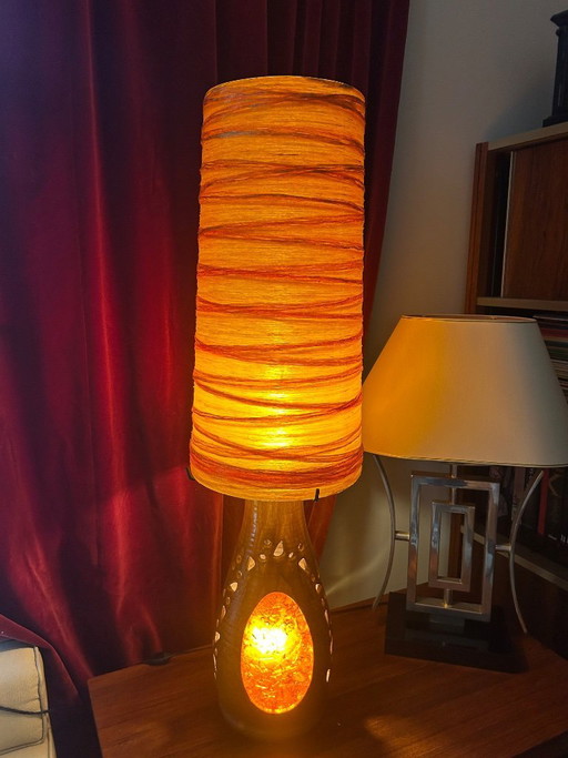 Lampada Accolay in terracotta, con doppio paralume in resina, 1960