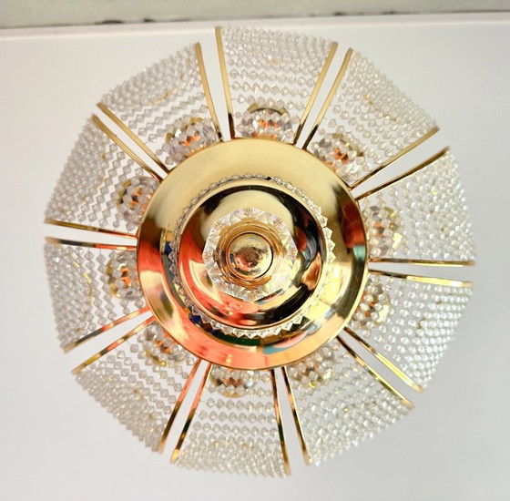 Vintage Palwa kristal plafondlamp – Plafondlampen, Messing (photo 15 of 18)