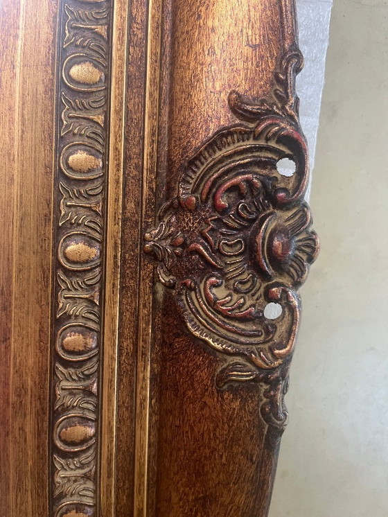 Image 1 of Großer, antiker Spiegel mit geschnitztem, goldgerahmtem Rahmen