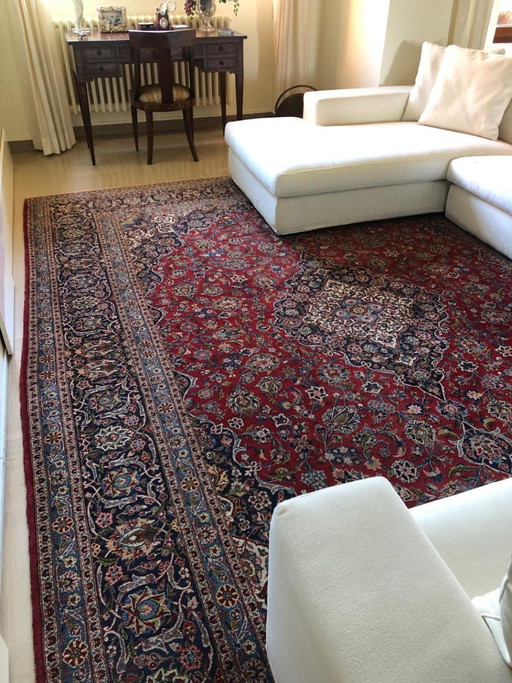 Tapis persan Keshan noué à la main 382 × 284 cm avec certificat