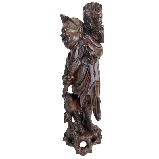 Antigua talla de madera japonesa Ebisu - Dios de los pescadores y la prosperidad - 59 cm – Esculturas (photo 8 of 11)
