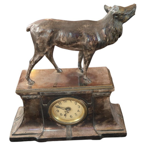 Antike Hirsch-Metalluhr - Dekorative Vintage-Uhr (2C07A)