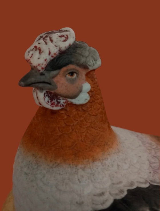 Image 1 of Victorian hen on nest peering antique Staffordshire pottery