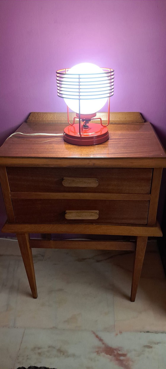 Tafellamp uit de jaren 70, Tafellampen, Glas, Metaal, Rood (foto 6 van 6)