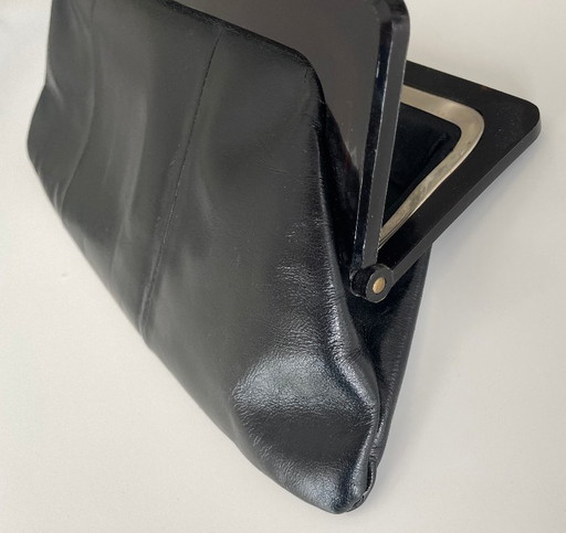 Vintage Clutch, schwarzes Leder – clutches, Calfskin (photo 2 of 5)