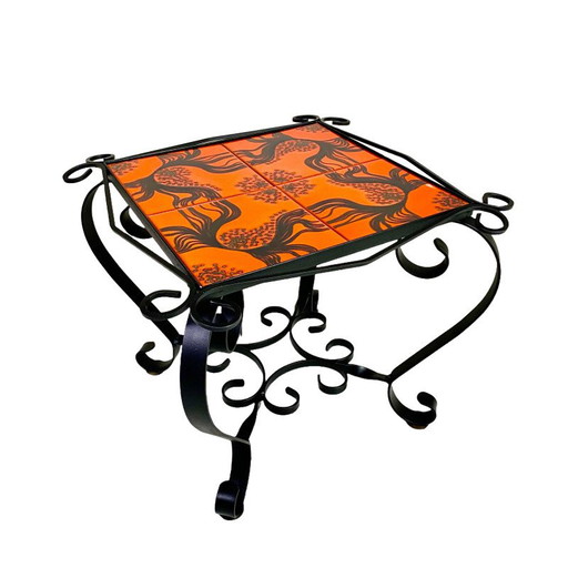 Table basse vintage, table à carreaux avec 4 carreaux, années 60