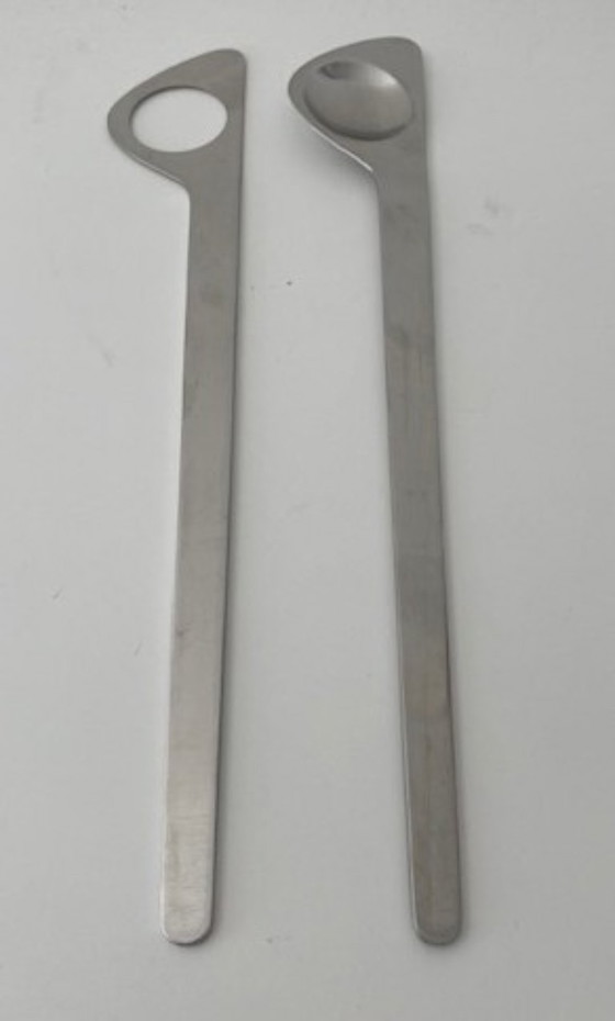 Image 1 of Stelton Denmark Arne Jacobsen stijlvol salade bestek 1972