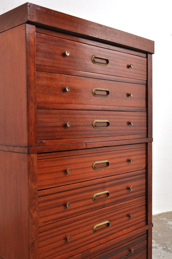 Cassettiera modulare in mogano / schedario, anni '50 – Cassettiere, Legno, Vintage (photo 3 of 13)