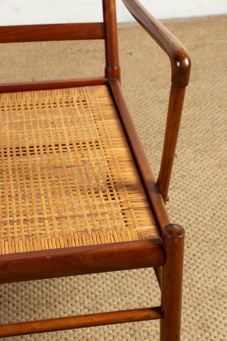 Image 1 of 2-seat Danish sofa in mahogany and cane, model PJ 149/2 OR "Colonial chair" by Ole Wanscher for Poul Jeppesen.