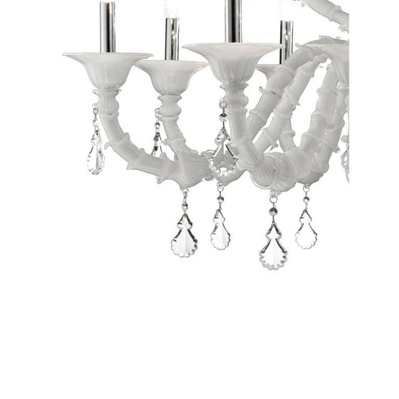 Image 1 of Imperial Venetian Modern White "Ca' Rezzonico" With Curls Murano Glass Chandelier