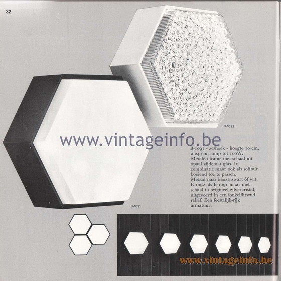 Image 1 of Raak vintage plafond/wand-lamp (type B-1091)