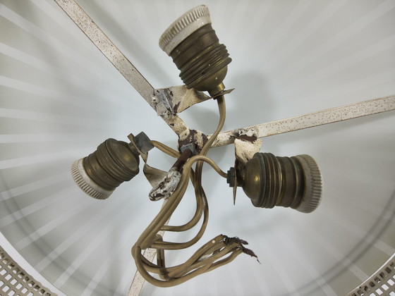 Image 1 of Vintage ceiling lamp Ø70 cm – Metal frame – Striped motif – Retro design