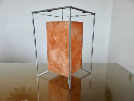 Lampe moderniste, minimaliste, fibre orange, verre et métal, 1970-1980
