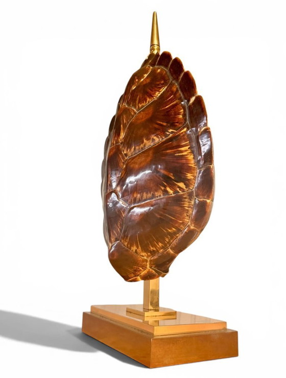 Image 1 of Monumental Tortoise Shell & Brass Lamp by Maison Jansen (1960s/1970s)