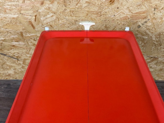 Image 1 of 60er 70er Jahre Servierwagen Dinett Beistelltisch Orange Space Age Design